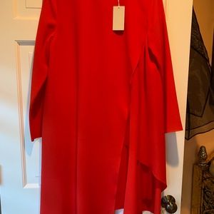 Women's COS Red asymmetric sleeved shift dress size 12 $115 tag NWT
